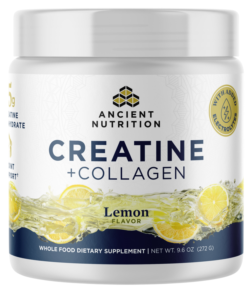 Ancient Nutrition Creatine + Collagen + Electrolytes, Lemon - front