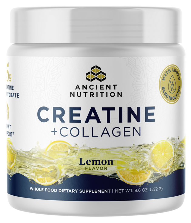 Ancient Nutrition Creatine + Collagen + Electrolytes, Lemon - front