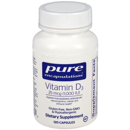 Vitamin D3 25mcg (1,000IU), 120 Capsules , Brand_Pure Encapsulations Form_Capsules Requires Consultation Size_120 Capsules