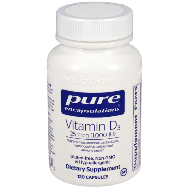 Vitamin D3 25mcg (1,000IU), 120 Capsules , Brand_Pure Encapsulations Form_Capsules Requires Consultation Size_120 Capsules