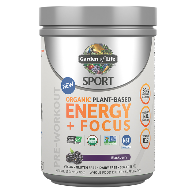 SPORT Organic Pre-Workout Energy + Focus Blackberry, 432 g