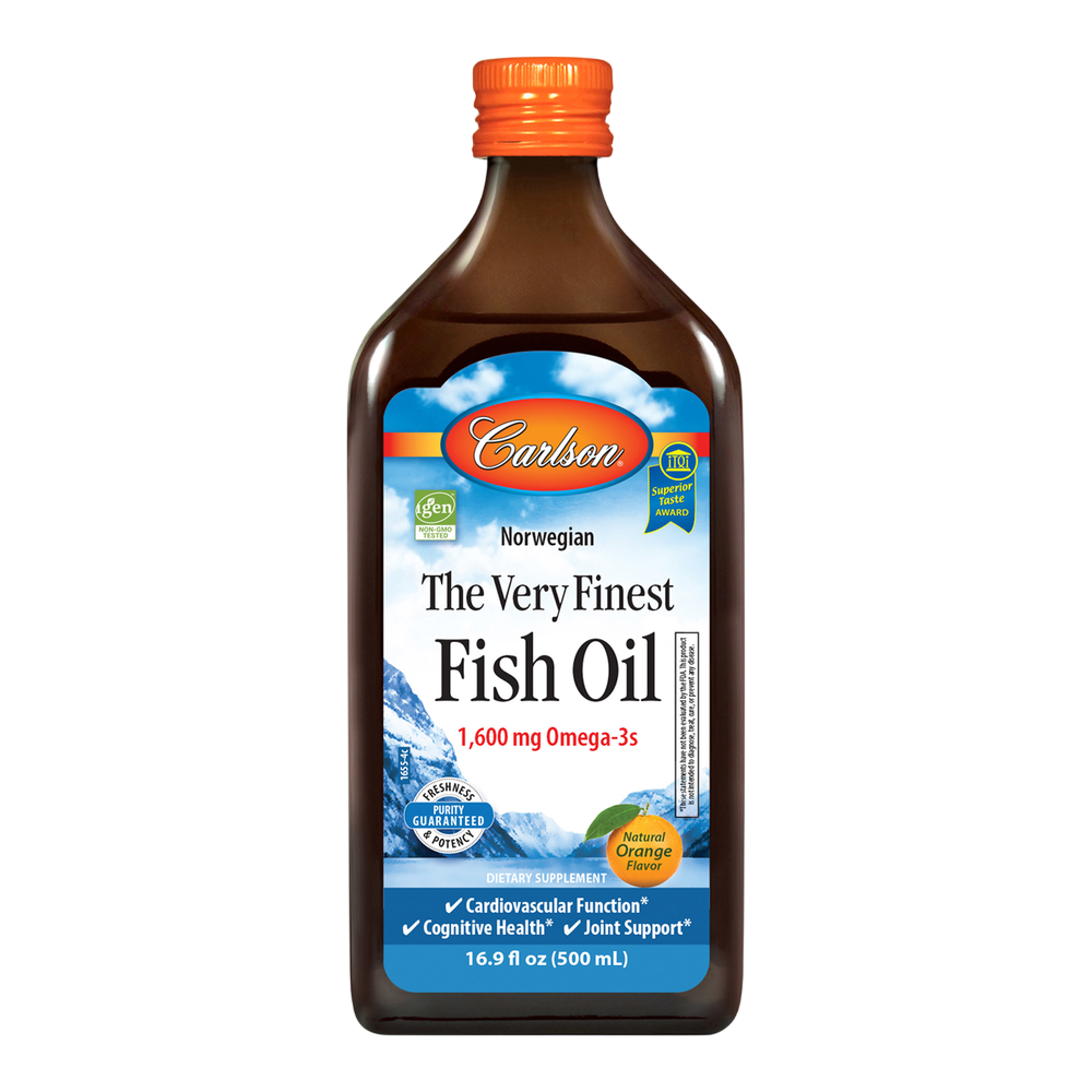 Norwegian The Very Finest Fish Oil, 1600 mg Omega-3s, Orange Flavor, 16.9 Fl Oz (500 mL) Liquid
