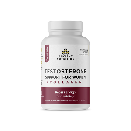 Ancient Nutrition Testosterone Support for Women + Collagen - front
