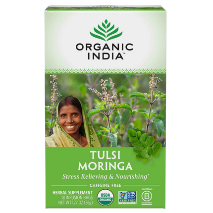 Tulsi Tea Moringa, 18 Count , Ayurveda Brand_Organic India Form_Tea Bags