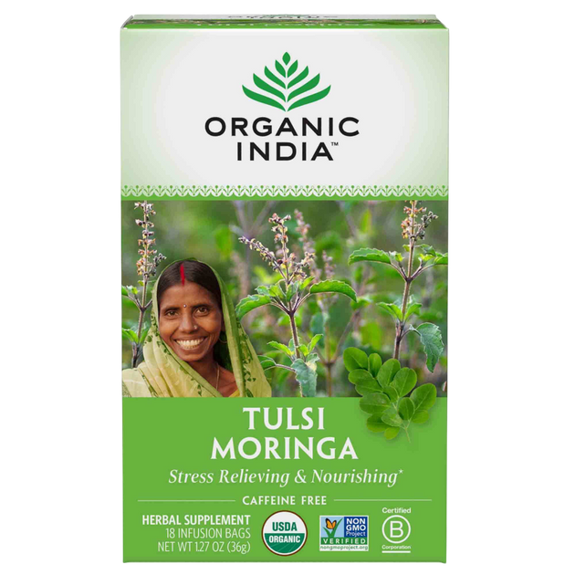Tulsi Tea Moringa, 18 Count , Ayurveda Brand_Organic India Form_Tea Bags