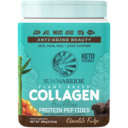 Collagen Plant Based Chocolate, 500 g Powder , Brand_Sunwarrior Flavor_Chocolate Form_Powder Potency_16 g Size_500 g