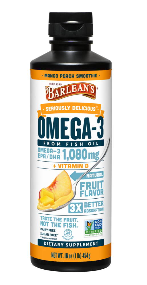 Omega Swirl Mango Peach - Barlean's Organic Oils, 16 oz
