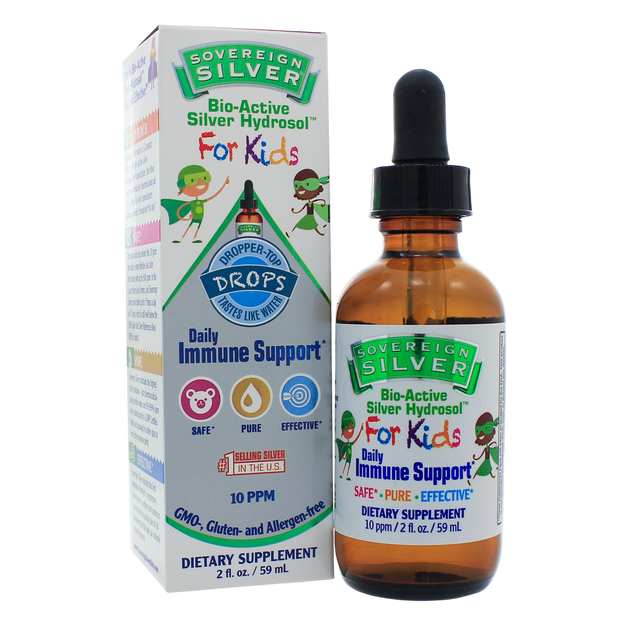Bio-Active Silver Hydrosol™ for Kids, 10 ppm, Dropper, 2 Fl Oz (59 mL) Liquid , Brand_Sovereign Silver Form_Liquid Size_2 Oz