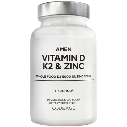 Amen Vitamin D, K2 & Zinc, 60 capsules — front