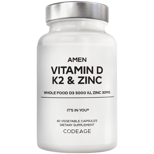 Amen Vitamin D, K2 & Zinc, 60 capsules — front