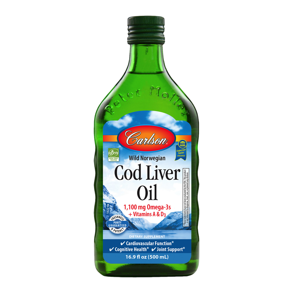 Cod Liver Oil, 1100 mg of Omega-3, 16.9 Fl Oz (500 mL) Liquid