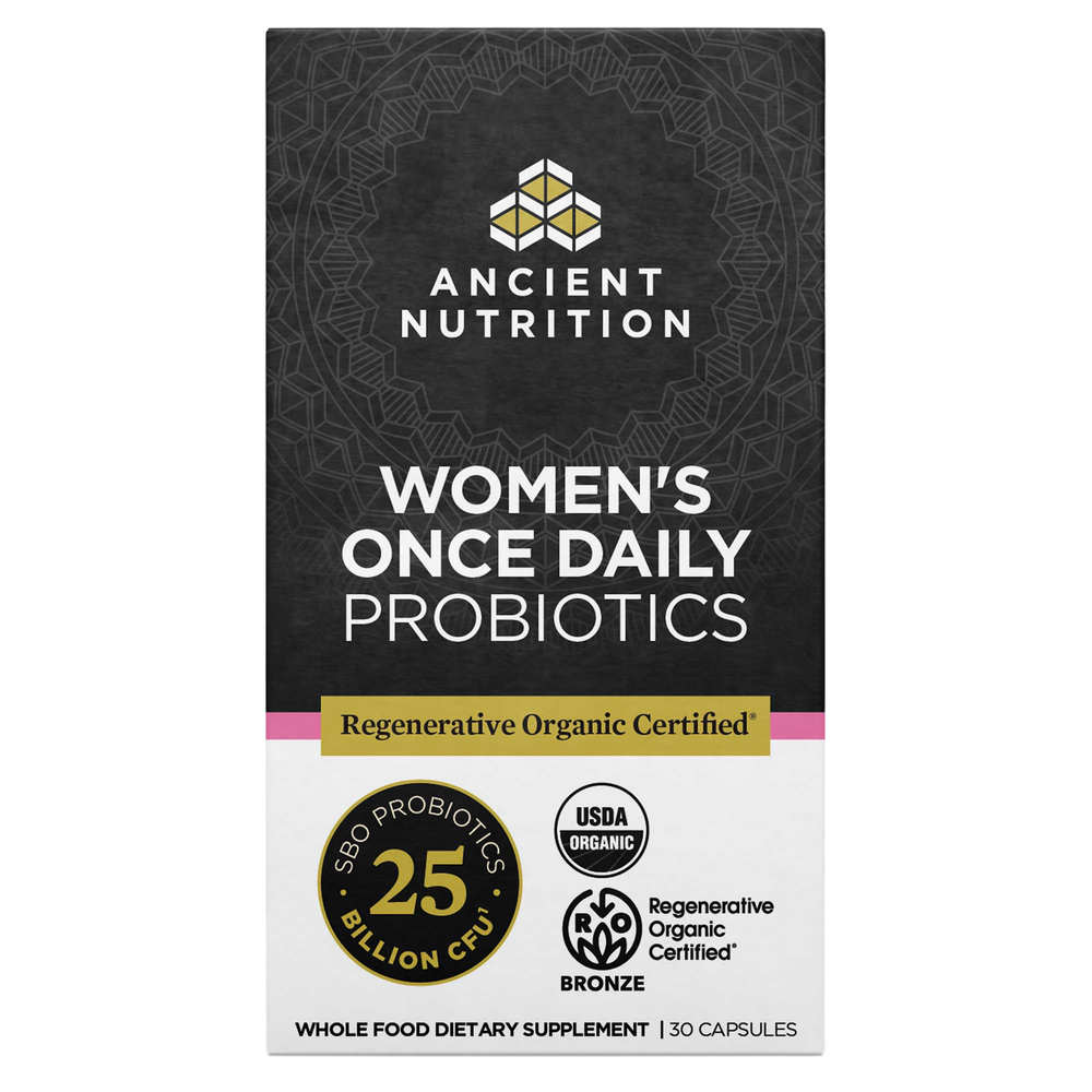 Ancient Nutrition Regenerative Organic Certified Women's Once Daily Probiotics 25B - front