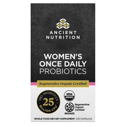 Ancient Nutrition Regenerative Organic Certified Women's Once Daily Probiotics 25B - front