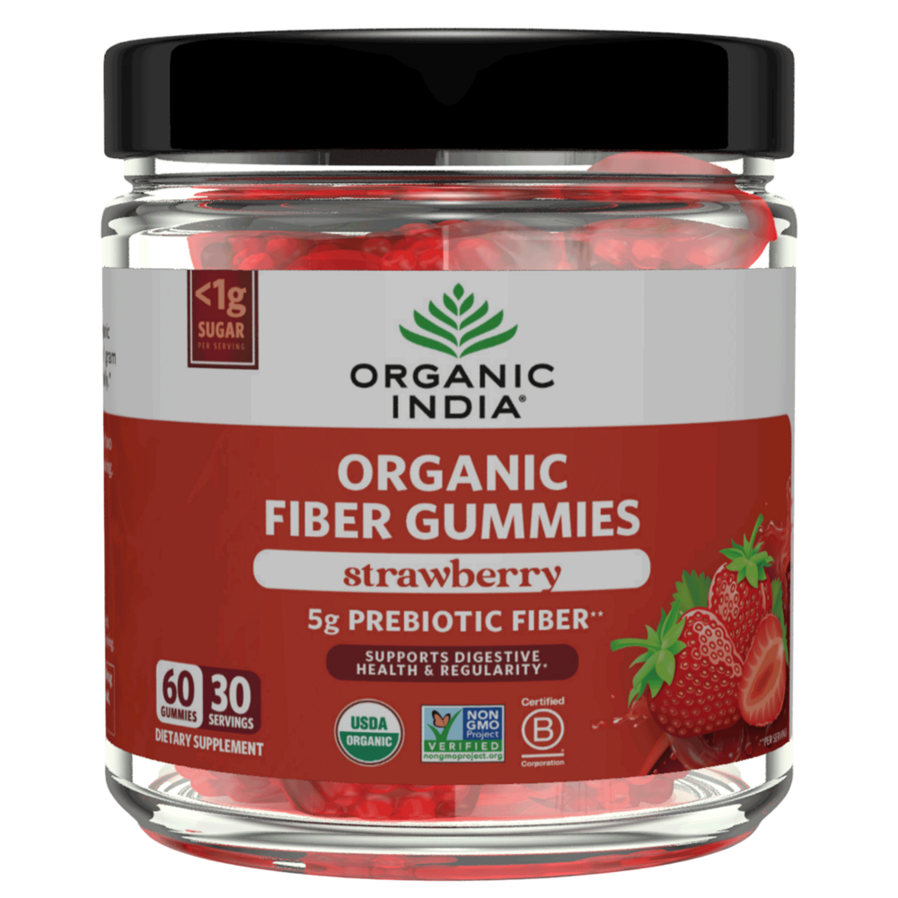 Organic Fiber Gummies, Strawberry, 60 gummies , Ayurveda Brand_Organic India Form_Gummies