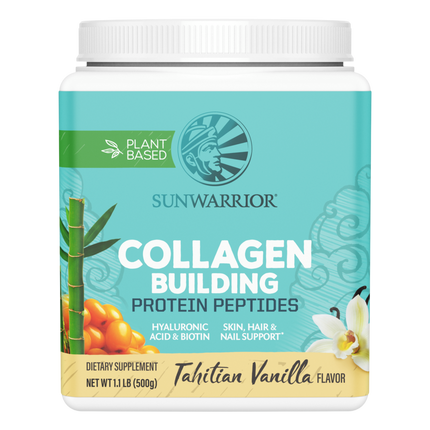 Collagen Building Protein Peptides, Tahitian Vanilla, 500 g Powder , Brand_Sunwarrior Flavor_Tahitian Vanilla Form_Powder Potency_14 g Size_500 g