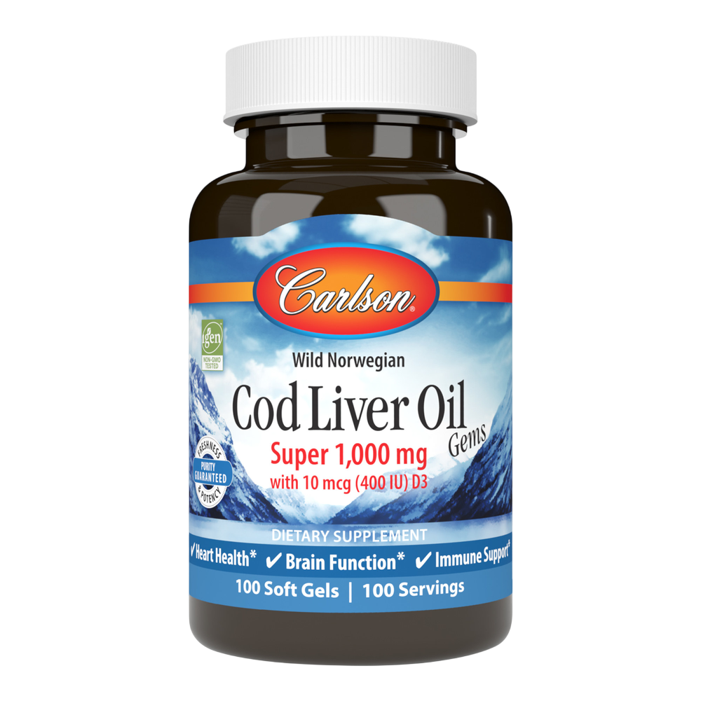 Wild Norwegian Cod Liver Oil Gems™ Super 1000  mg, 100 softgels