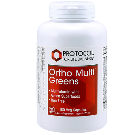 Ortho Multi Greens Iron-Free, 180 Capsules , Brand_Protocol for Life Balance capsules Form_Capsules Requires Consultation Size_180 Capsules