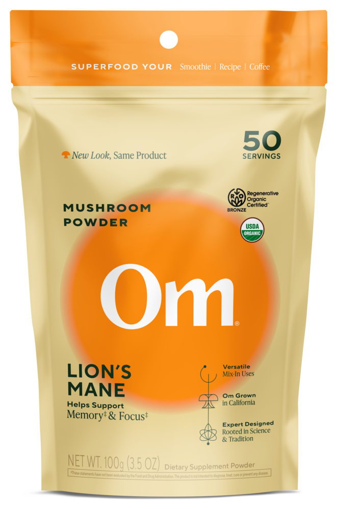 Lion's Mane Mushroom Powder, 3.57 Oz (100 g) Powder , Brand_OM Organic Mushroom Nutrition Form_Powder Size_3.57 Oz