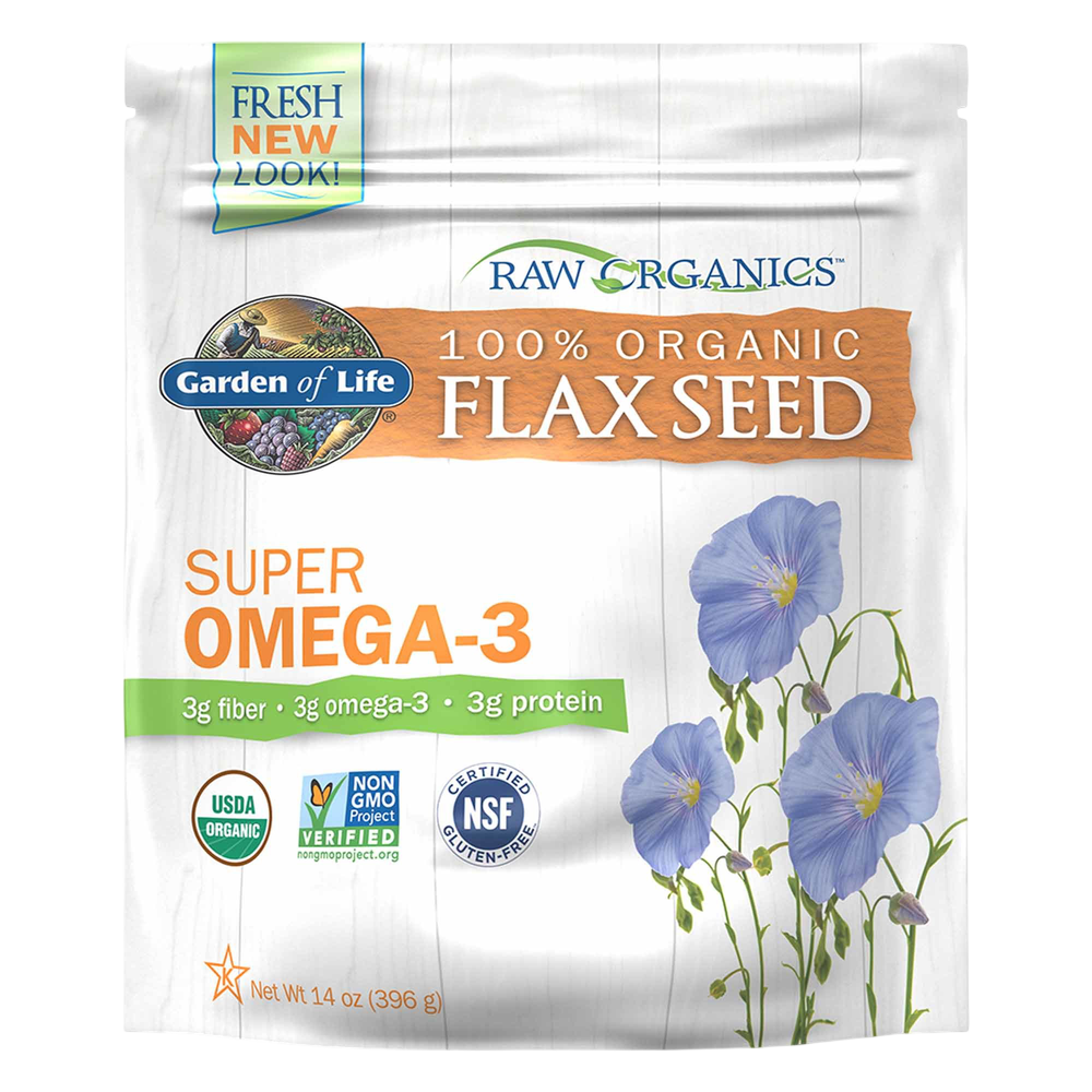 RAW Organics Golden Flaxseed, 14 oz Packet