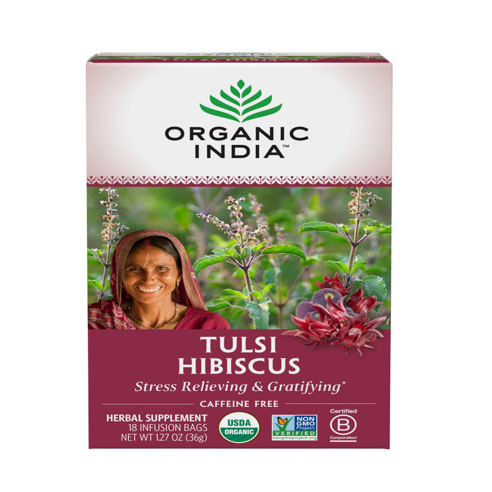Tulsi Hibiscus Tea, 1.27 Oz (36 g) x 18 Bags , 20% Off - Everyday [On] Ayurveda Brand_Organic India Form_Tea Bags