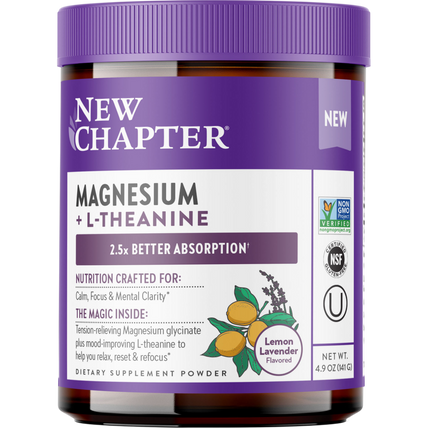 Magnesium + L Theanine Powder, Lavender Lemon, 141 Grams