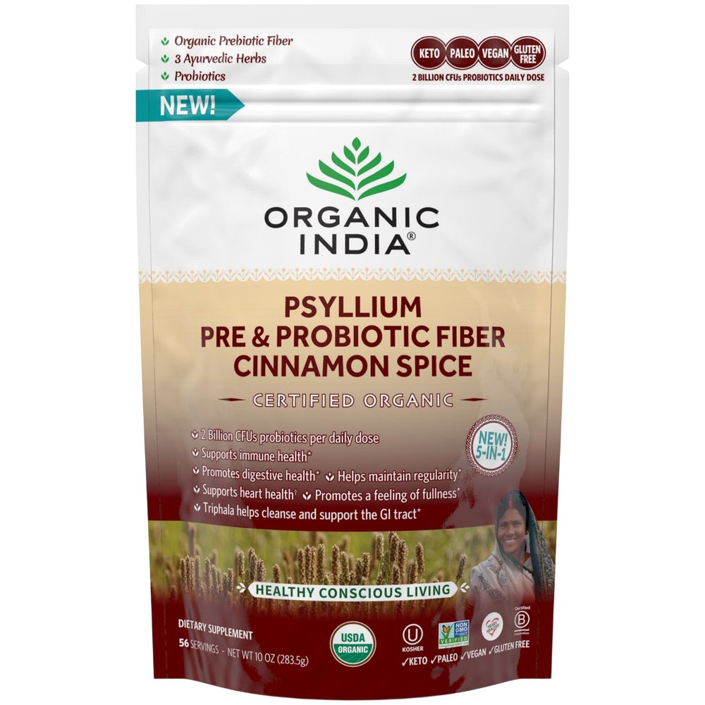 Psyllium Pre & Probiotic Fiber Cinnamon Spice, 283.5 Grams , Ayurveda Brand_Organic India Form_Powder