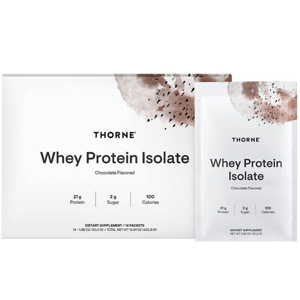 Whey Protein Isolate Chocolate Flavored, 14 Packets , Brand_Thorne Research Form_Packets Size_14 Packets