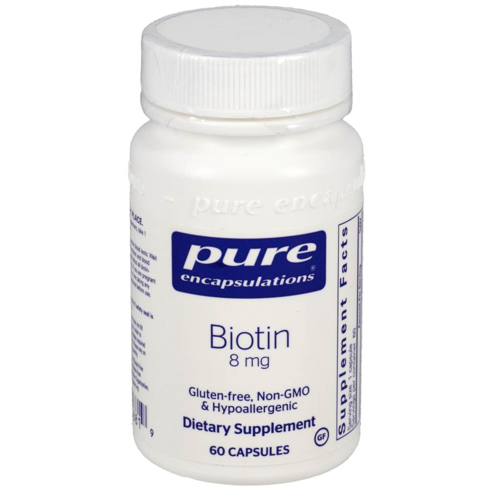 Biotin 8 mg, 60 Capsules , Brand_Pure Encapsulations caps Form_Capsules Not Emersons Potency_8 mg Size_60 Caps