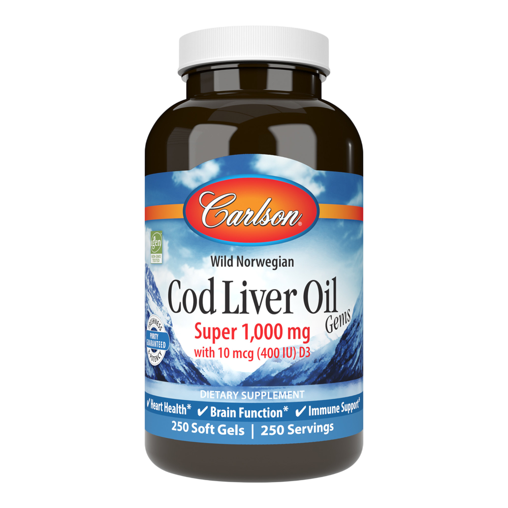 Cod Liver Oil Gems™, Super 1,000 mg, 250 Softgels