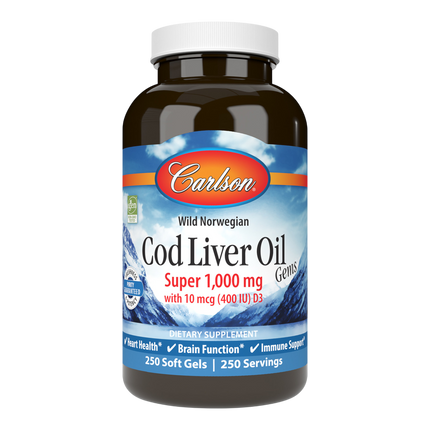 Cod Liver Oil Gems™, Super 1,000 mg, 250 Softgels