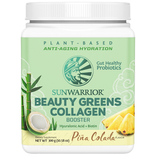 Beauty Greens Collagen Booster, Piña Colada, 300 g Powder , Brand_Sunwarrior Flavor_Piña Colada Form_Powder Potency_1 g Size_300 g