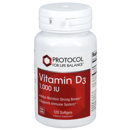 Vitamin D3 1,000IU, 120 Softgels , Brand_Protocol for Life Balance Form_Softgels Requires Consultation Size_120 Softgels softgels