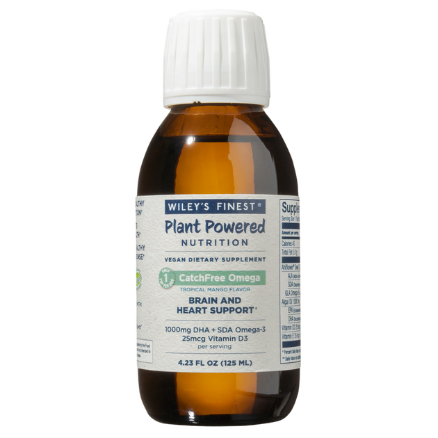 Plant Powered Nutrition CatchFree Omega, Vegan, Tropical Mango Flavor, 125 mL Liquid , Brand_Wiley's Fish Oil Form_Liquid Size_125 mL