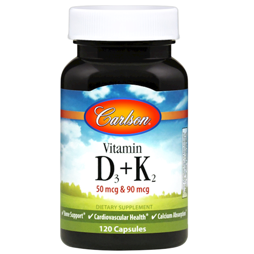 Vitamin D3 + K2, 50 mcg & 90 mcg, 120 Capsules