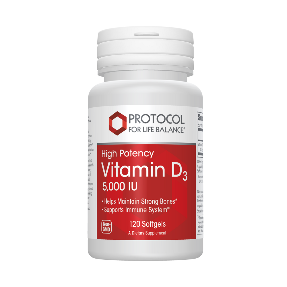 High Potency Vitamin D3, 5000 IU, 120 Softgels , Brand_Protocol for Life Balance Form_Softgels Requires Consultation Size_120 Softgel Capsules softgels