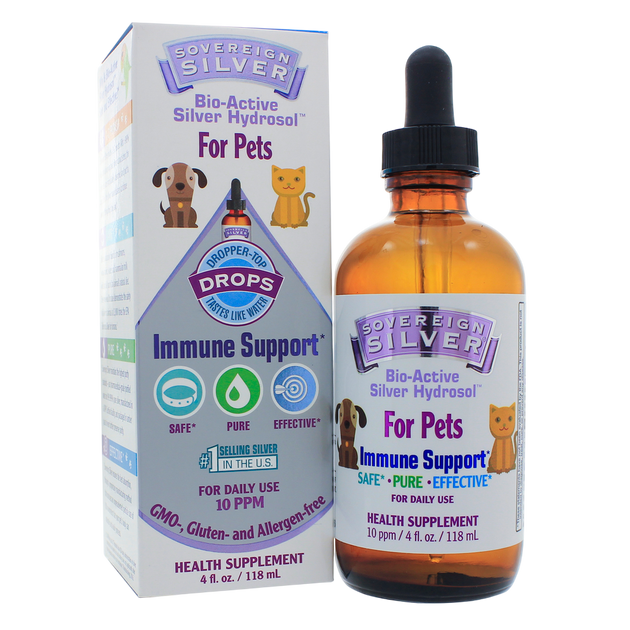 Bio-Active Silver Hydrosol™ for Pets, 10 ppm, Dropper, 4 Fl Oz (118 mL) Liquid , Brand_Sovereign Silver Form_Liquid Size_4 Oz