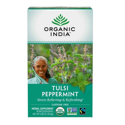 Tulsi Tea Peppermint, 18 Count , Ayurveda Brand_Organic India Form_Tea Bags