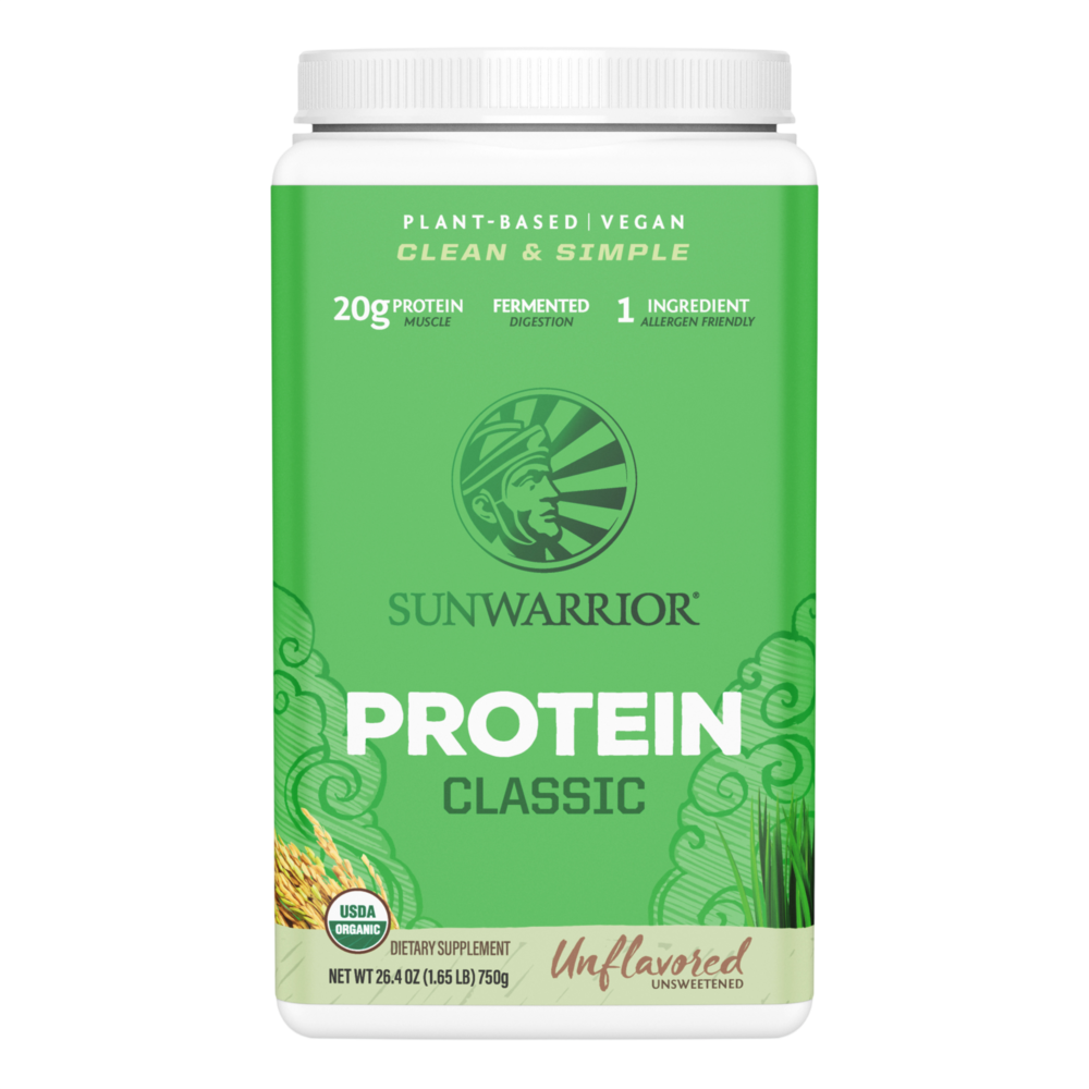 Organic Plant-Based Protein, 20 g of Protein, Natural Flavor, 1.65 Lb (750 g) Powder , Brand_Sunwarrior Flavor_Natural Form_Powder Potency_20 g Size_750 g
