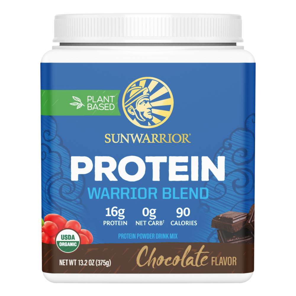 Warrior Blend Chocolate, 375 g Powder , Brand_Sunwarrior Flavor_Chocolate Form_Powder Potency_16 g Size_375 g