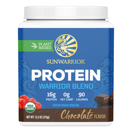 Warrior Blend Chocolate, 375 g Powder , Brand_Sunwarrior Flavor_Chocolate Form_Powder Potency_16 g Size_375 g