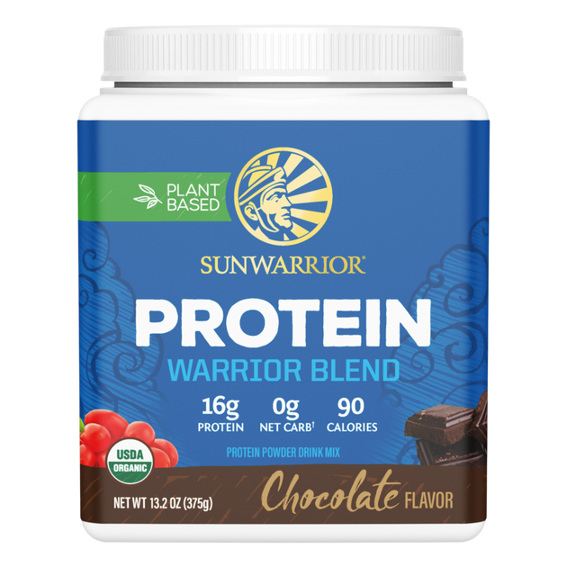 Warrior Blend Chocolate, 375 g Powder , Brand_Sunwarrior Flavor_Chocolate Form_Powder Potency_16 g Size_375 g