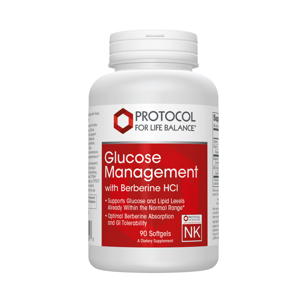 Glucose Management w/ Berberine HCL, 90 Softgel Capsules , Brand_Protocol for Life Balance Form_Softgels Requires Consultation Size_90 Softgel Capsules softgels