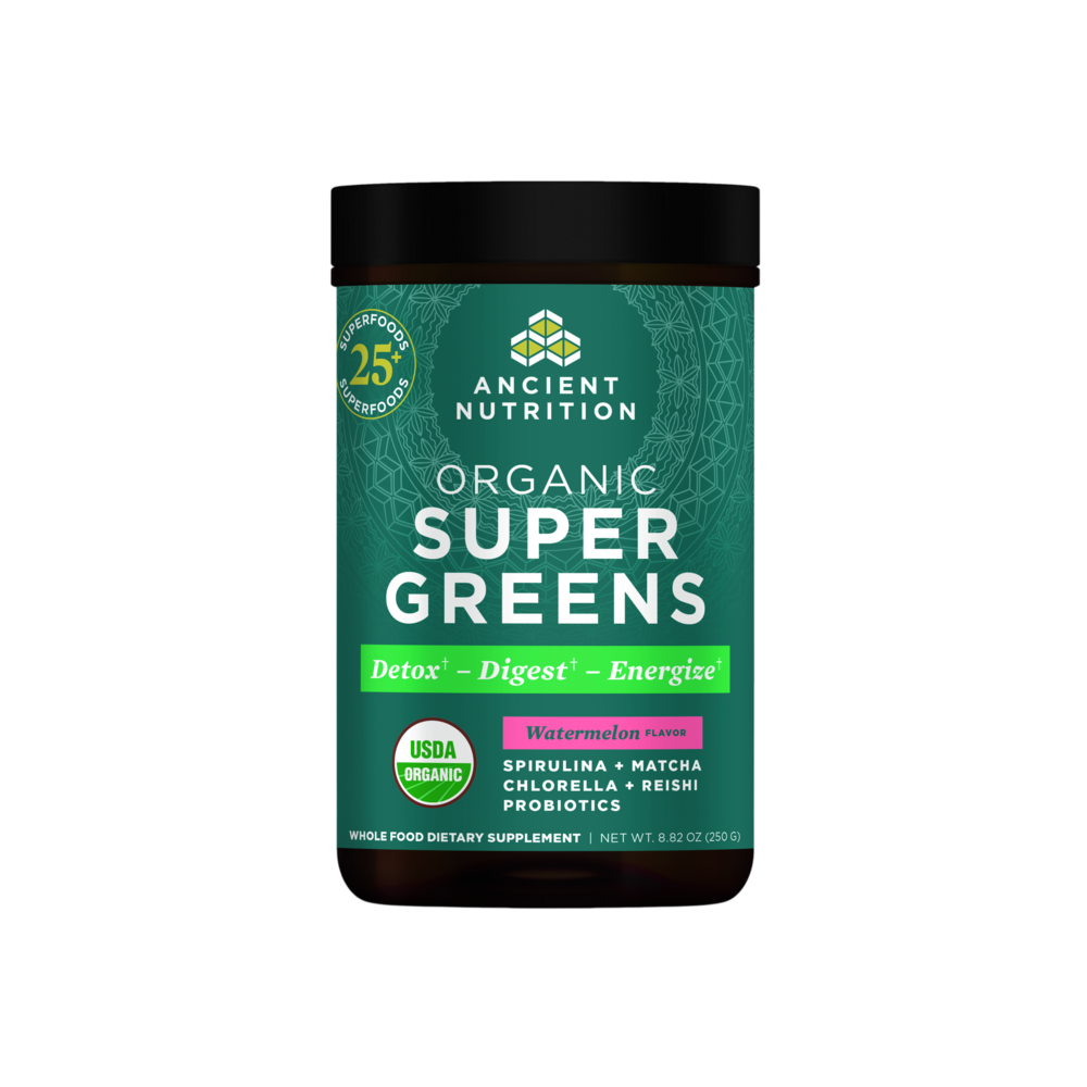 Ancient Nutrition Organic SuperGreens Powder - Watermelon - front