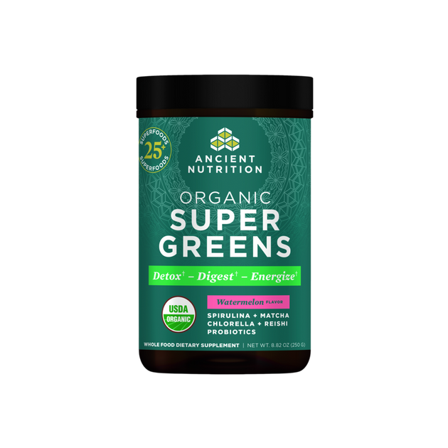 Ancient Nutrition Organic SuperGreens Powder - Watermelon - front