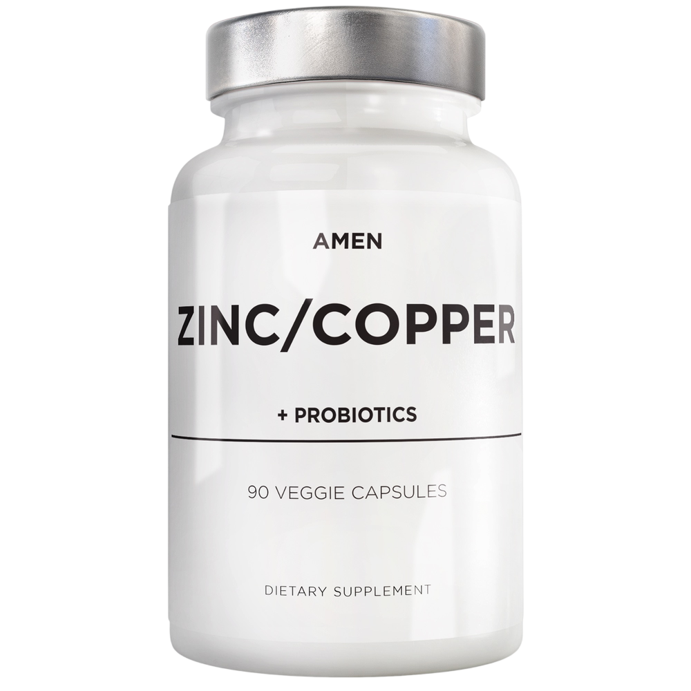 Amen Zinc / Copper + Probiotics, 90 capsules — front
