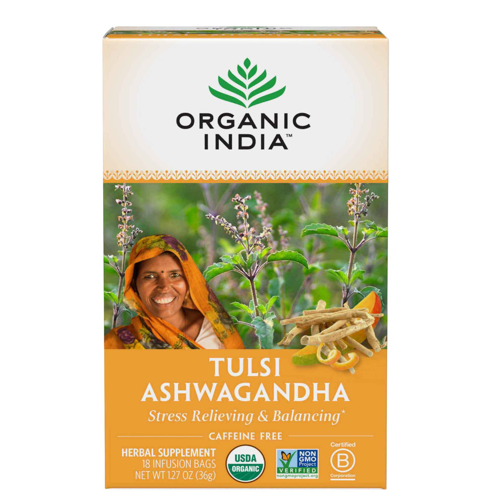 Thrive with Tulsi, Ashwagandha and Green Tea, 1.27 Oz (36 g) 18 Tea Bags , Ayurveda Brand_Organic India Form_Tea Bags Size_18 Count