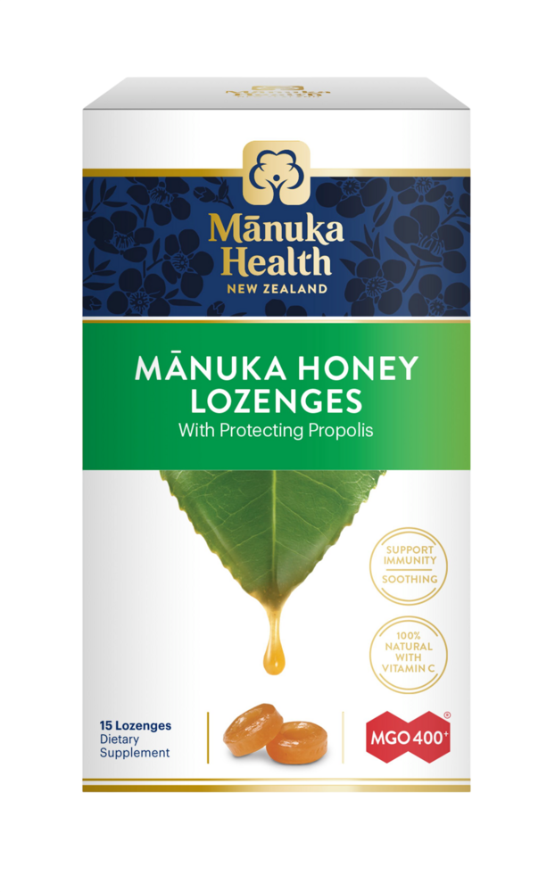 Manuka Honey Lozenges with Propolis, Natural Honey Flavor, 15 Lozenges