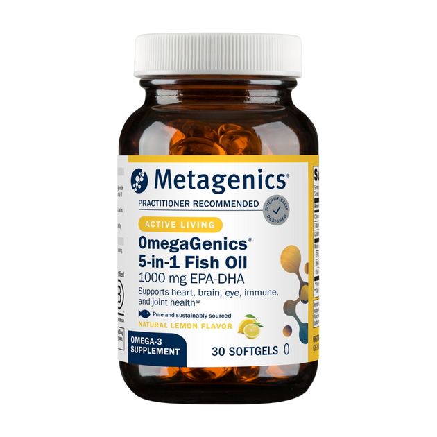 OmegaGenics® 5-in-1 Fish Oil, 1000mg EPA-DHA, Lemon Flavor Softgels, 30 Softgels , Form_Softgels