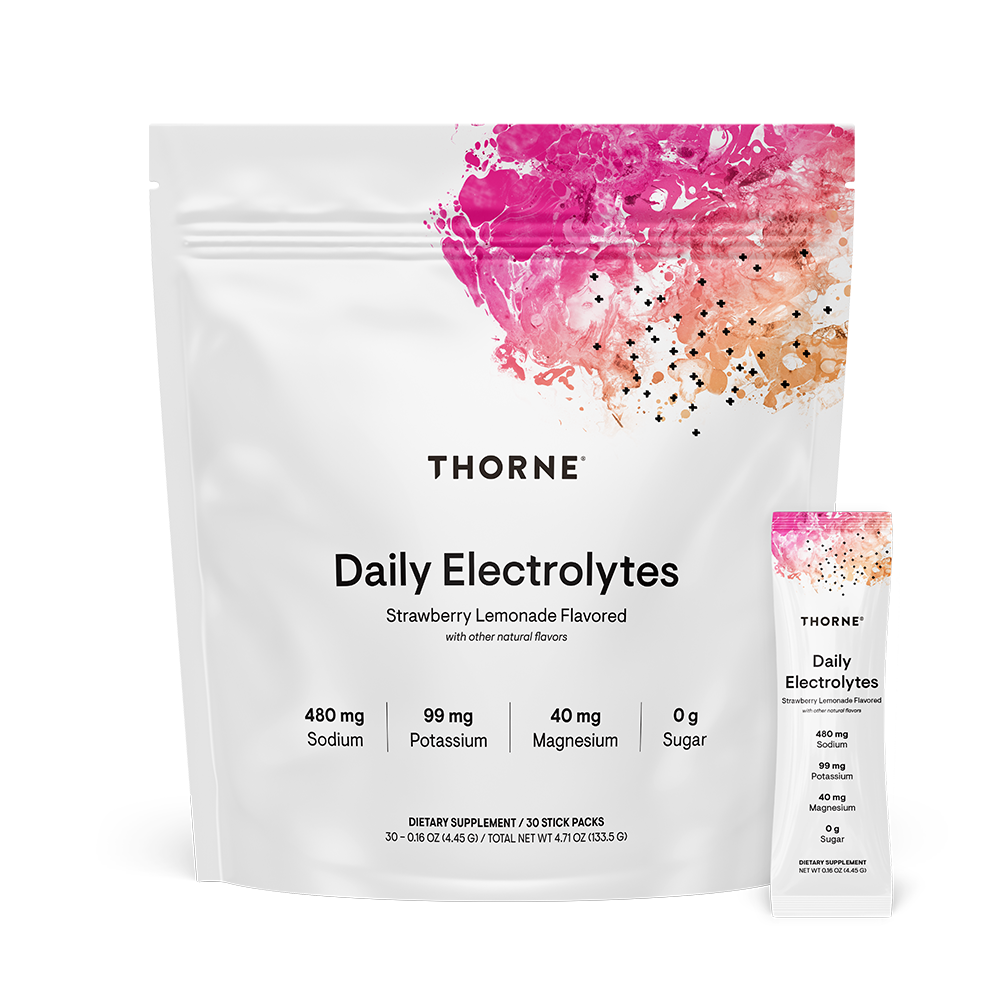 Daily Electrolytes Stick Packs Strawberry Lemonade, 30 Packets , Brand_Thorne Research Form_Packets Size_30 Packets