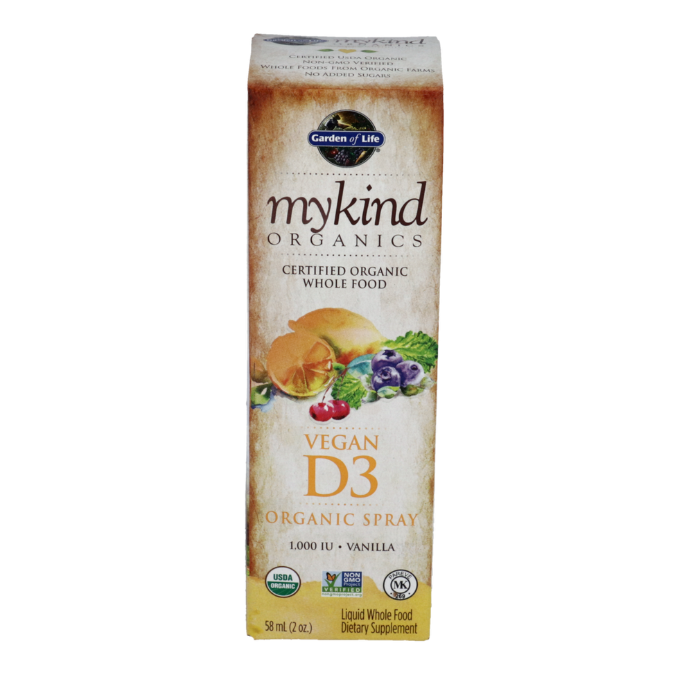 mykind Organics Vegan D3 Organic Spray, Vanilla Flavor, 2 oz Vegan Liquid